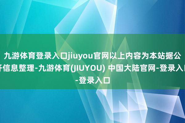 九游体育登录入口jiuyou官网以上内容为本站据公开信息整理
